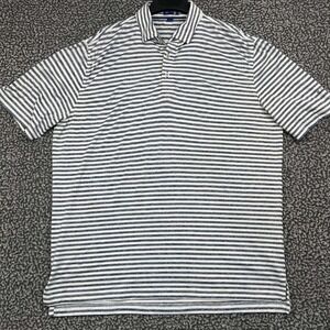 Stitch Golf Polo Shirt Men Large Blue White Striped Short Sleeve ECC Logo L